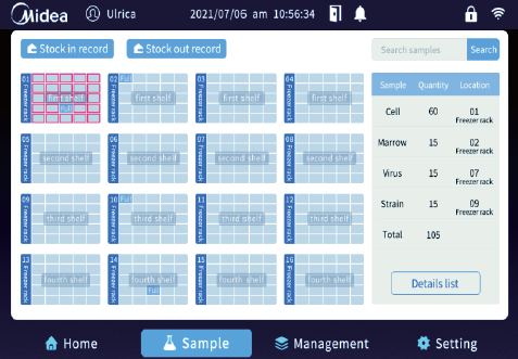 Дисплей морозильника до -86 °С, 838 л, Dual Guard, сенсорный экран, MD-86L818BS, Midea