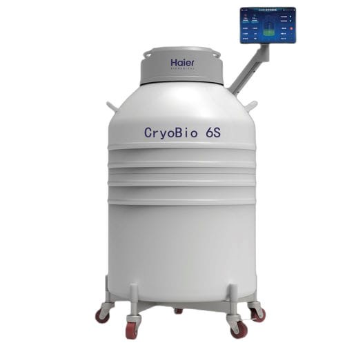Криохранилище CryoBio 6S с автоматическим дозаполнением жидким азотом подходит для хранения стволовых клеток и другого биологического материала, используется в клиниках и фармацевтических лабораториях.