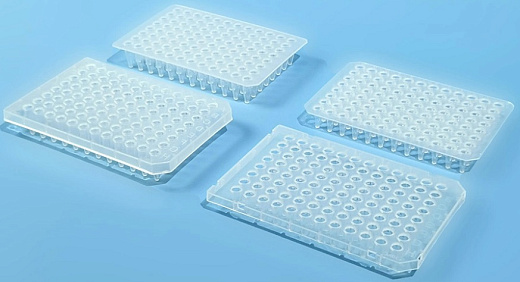 Планшеты для ПЦР, 96-лун., без юбки, низкий профиль, бесцветные, полипропилен, 10 шт/уп., Китай