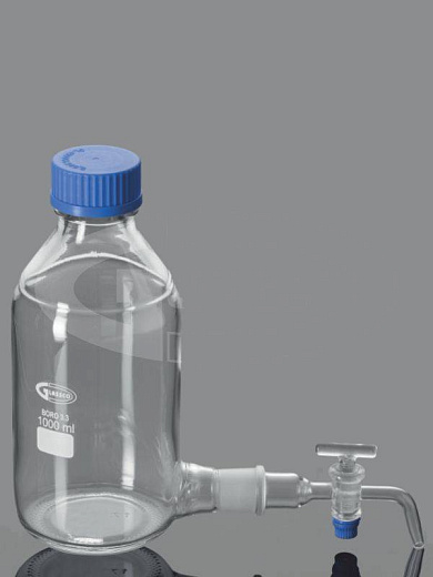 Склянка-аспиратор, 1000 мл, с краном, шлиф 24/29