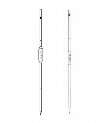 Пипетка Мора, 1 мл, с двумя метками, неполный слив, 50 шт./уп.