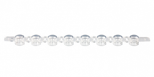 Крышки для пробирок в стрипах, 0,2 мл, 1×8, выпуклые, бесцветные, 125 шт./уп., 1250 шт./кор.