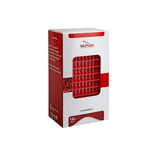 Наконечники до 10 мкл (от 1 мкл), длина 38 мм, бесцветные, Omnitip, 96 шт./штатив, 10 кассет х 96 шт.