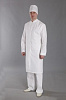 Халат лабораторный мужской, хлопок/полиэстер, воротник-стойка, застёжка на пуговицах, белый, 1 шт., ЛТО