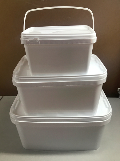 Ведро, 2 л, прямоугольное, крышка белая, пластиковая ручка, белый полипропилен,  Россия