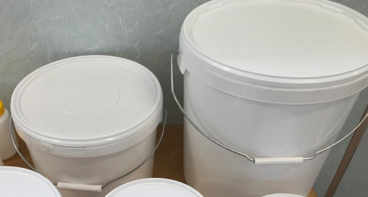 Ведро, 21 л, круглое, крышка белая под защёлку с контролем вскрытия, метал. ручка, белый полипропилен Фото 1