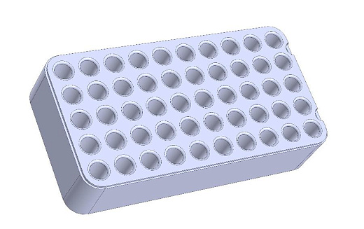 Штатив для цилиндрических пробирок на 50 мест (Rack D12), желтый