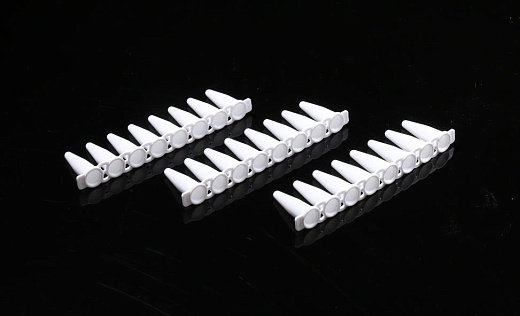 Пробирки для ПЦР в стрипах, 0,1 мл, 1×8, без крышек, белые, полипропилен