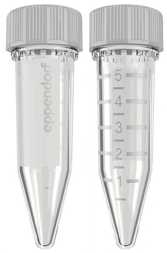 Пробирки 5 мл, типа Эппендорф, до 25 000g, с закручивающейся крышкой, Eppendorf Quality, бесцветные, 100 шт./пакет, 200 шт./уп.