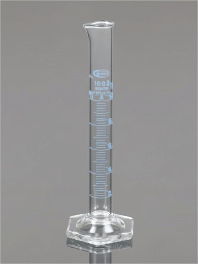 Цилиндр мерный, класс А, 50,0 мл, ц.д. 1,0 мл, БС, градуировка, шестиугольное основание, сертификат индивид. работы, 1 шт./уп., Glassco