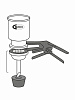 Фильтродержатель для вакуумной фильтрации, одноместный, d 47 мм, воронка 300 мл, покрытое тефлоном стекло, подложка из фриттованного стекла с тефлоном (схема)