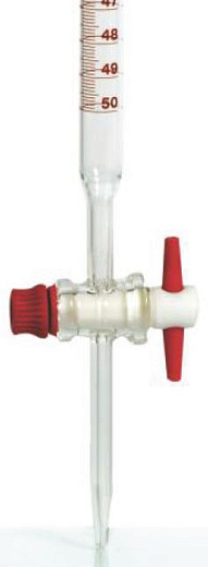 Бюретка 10 мл, ц.д. 0,05 мл, класс B, тип 2, исп. 1, с одноходовым тефлоновым краном, ASTM, 1 шт., Glassco
