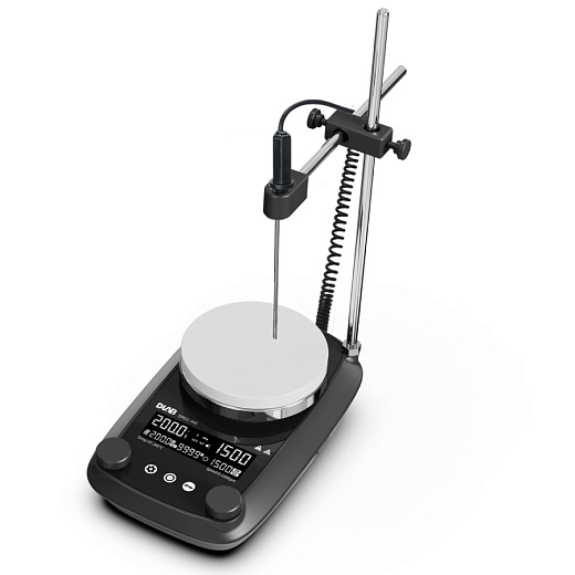 Мешалка магнитная, объём по воде 20 л, d платформы 135 мм, нагрев до 340 °С, 50-1500 об/мин, DMS5-340M package, вид сбоку, DLab, Китай