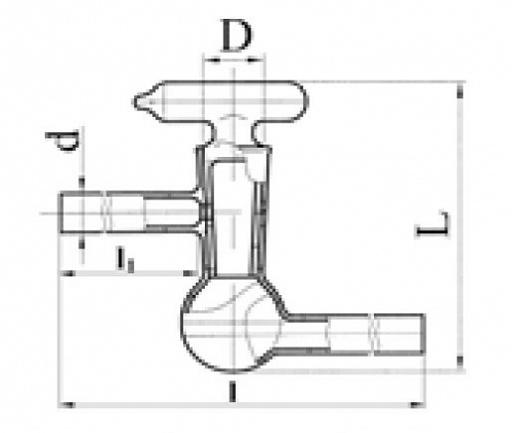 Кран вакуумный, одноходовой, линейный, диаметр 4,0 мм, пробка 18,8 мм, плечо 12/100 мм, кран (низ) 230 мм, стекло