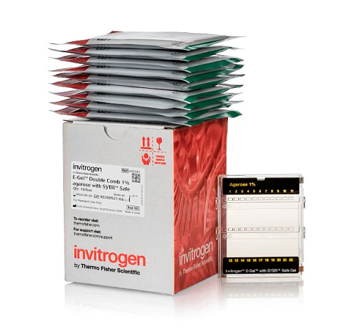 Гель агарозный готовый E-Gel Double Comb Agarose Gels with SYBR Safe DNA Gel Stain, 1%, 10 шт./уп.