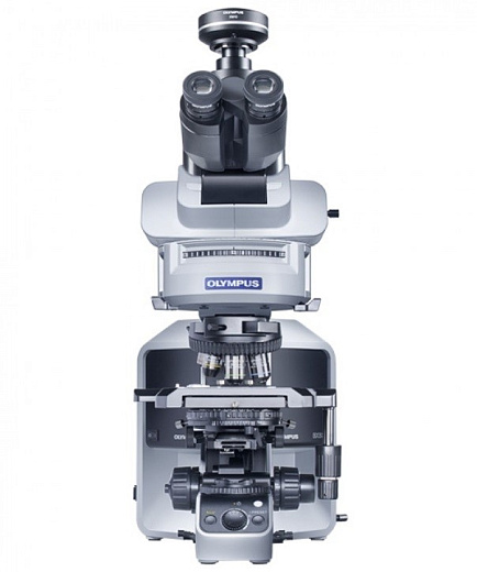 Микроскоп BX-53, прямой, ахромат, СП, ТП, ФК, ДИК, флуоресценция, поляризация, 40x 100x 400x 1000x, вид спереди