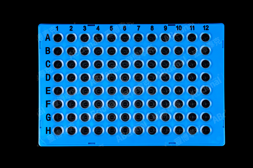 Планшеты для ПЦР, 96-лун., с юбкой, низкий профиль, белые лунки, синяя рамка, полипропилен