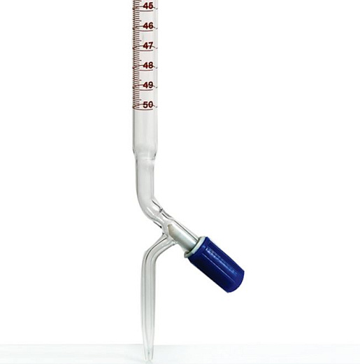 Бюретка 50 мл, ц.д. 0,1 мл, класс B, тип 1, исп. 1, с прямым игольчатым тефлоновым краном, 1 шт., Glassco