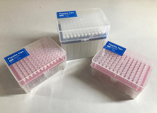 Наконечники до 200 мкл, короткие, с фильтром, стерильные, свободные от ДНКаз, РНКаз, 96 шт./штатив, Servicebio, Китай