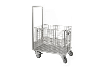 Тележка транспортировочная для корзин, стационарная ручка, максимальная нагрузка 1000 кг, нержавеющая сталь, 603х403х950 мм, Bochem