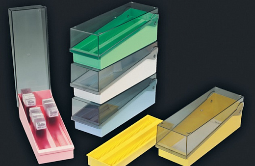 Планшет (коробка, пенал) для хранения препаратов на предметных стеклах, на 100 / 200 стекол, синий, ПС