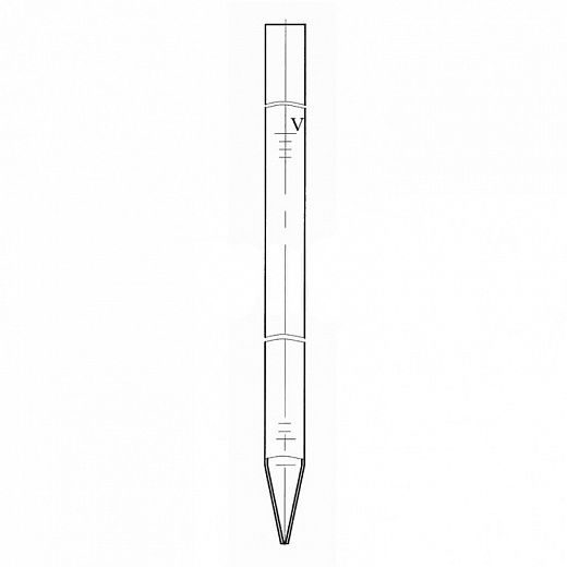 Пипетка стеклянная, 5 мл, НС, градуированная, полный слив, тип 2, исполнение 1, 2 класс точности, 1 шт./уп.