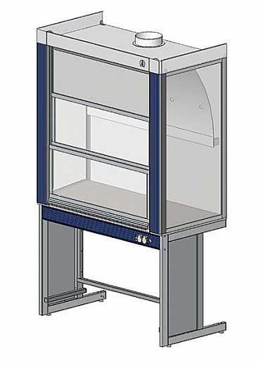Шкаф вытяжной общего назначения, ширина 120 см, глубина 70 см, корпус – металл, столешница – керамогранит, 2 подъемных экрана