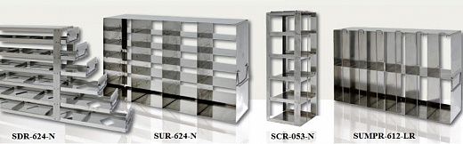 Штатив с выдвижными ящиками, нержавеющая сталь, вместимость 12 коробок высотой 75 мм, без коробок в комплекте