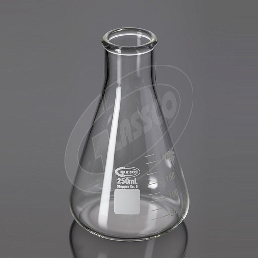 Колба Эрленмейера 1000 мл, стекло, до 500 °С, узкое горло, с усиленным ободком, 10 шт./уп., Glassco, Индия