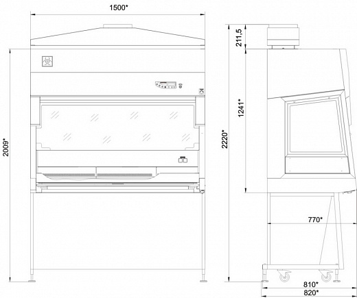 Бокс (шкаф) биологической безопасности, класс II (тип B2), ширина рабочей поверхности 150 см, БМБ-II–